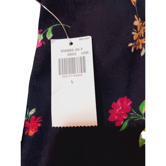 NEW OLD NAVY Black Floral Flowy Top Blouse Large Peasant Bloom Romantic Gathers - Picture 5 of 9